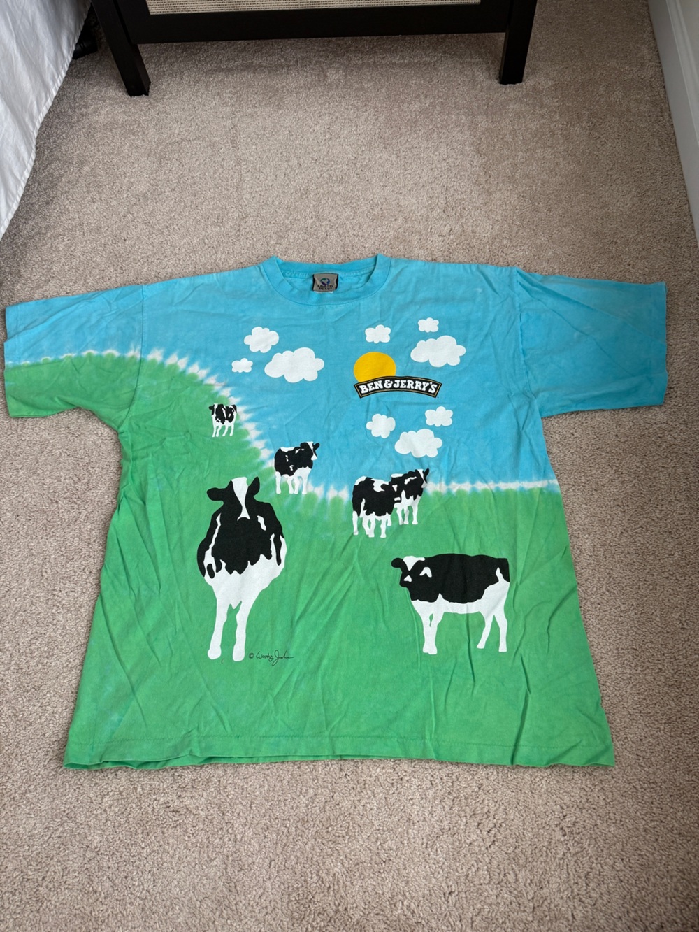 Liquid Blue Blue & Green Tie-Dye Cow Graphic Tee